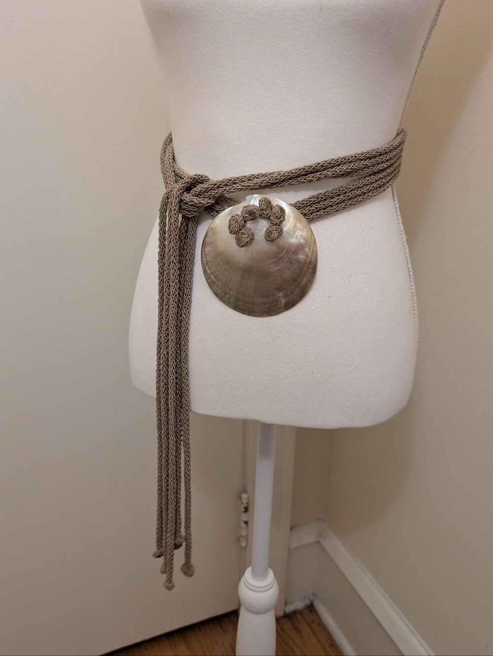 Taupe Handmade Artisan Shell Belt OS